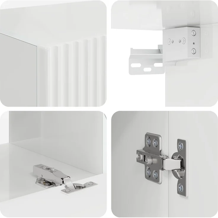 vidaXL TV-Wandregal-Set 4 pcs Hochglanz Weiß Holzwerkstoff 3408920 – Bild 9