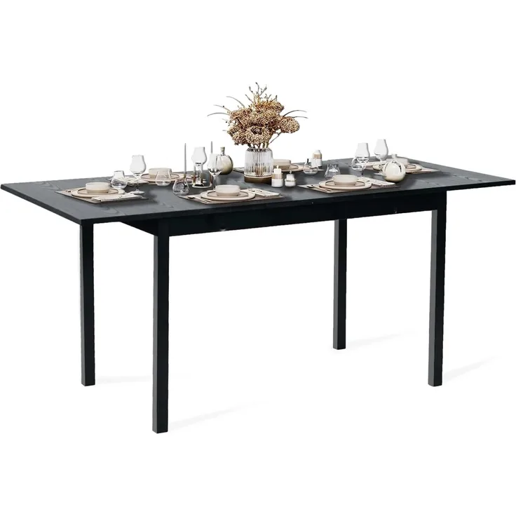 MEUBLE COSY Esstisch Ausziehbar Küchentisch für 4-6 Personen Vintage Industrial Esszimmertisch Metallgestell für Esszimmer, Küche, 120-160 x 80 x 75 cm, Schwarz