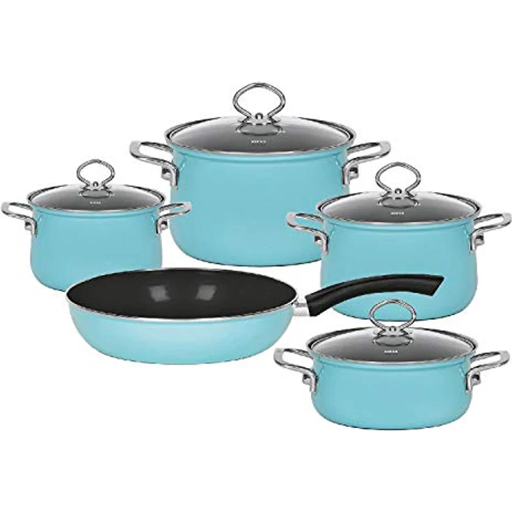 RIESS Topfset 5 teilig kristallblau Emaille – Bild 2