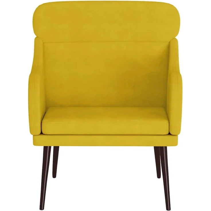 Sessel wohnzimmer, Relaxsessel Gelb 63x76x80 cm Samt – Bild 3