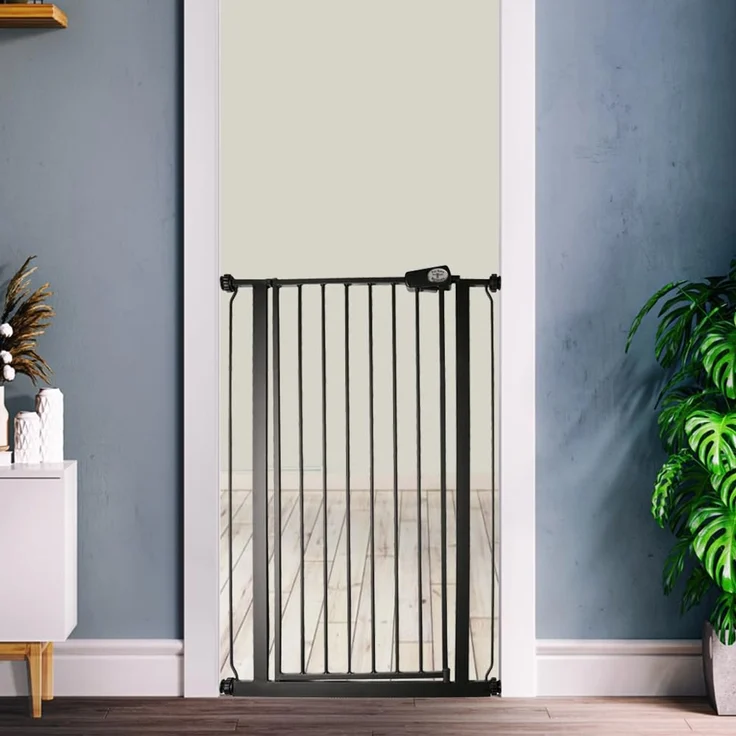 Safetots Extrahoher Metall-Sicherheitsgitter, Druckmontage, 75cm - 82. 6cm, Mattschwarz, 104cm Höhe, Extrahohe Treppengitter, Gitter für hohe Babys, Einfache Installation – Bild 2