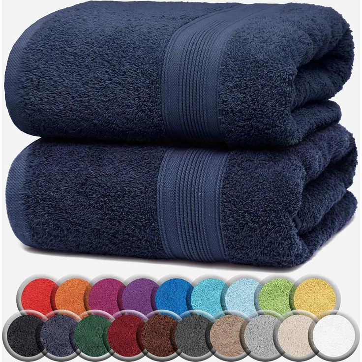 NatureMark 2er Pack SAUNATÜCHER/BADETÜCHER – Premium Qualität 80x200 cm – Sauna-Handtuch 100% Baumwolle – Farbe: Navy Blau