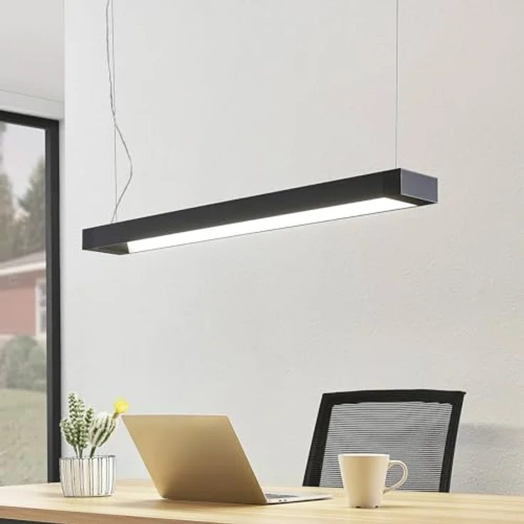 Arcchio LED Pendelleuchte Büro, 92 cm, schwarz, 16W, 2200lm, 4000K, blendfreies Licht für Schreibtisch und Arbeitsplatz – Bild 2