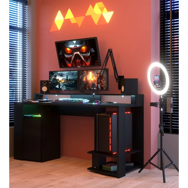 Gaming Schreibtisch Parisot Gaming 1-tlg. Holznachbildung Schwarz – Bild 2