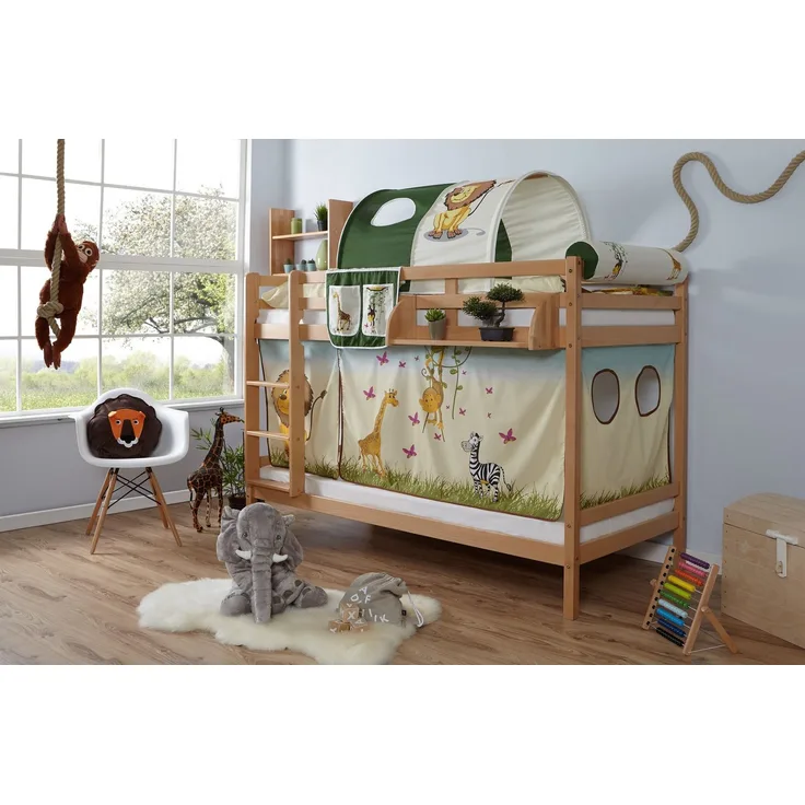 Etagenbett "Rene" 90x200 Buche massiv Natur