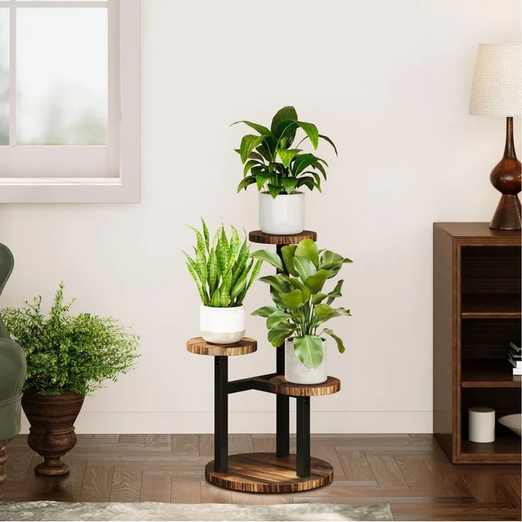 Bamworld Blumenständer Holz-Pflanzenständer, Indoor-Blumenregal, Kleiner Metall-Blumenständer (1 St), für Terrasse, Balkon, Wohnzimmer, Schlafzimmer (5 Etagen) – Bild 2