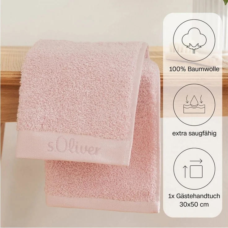 s.Oliver Handtuch, Walkfrottier (1-St), besonders weich und saugfähig, Rosa, 30x50 cm – Bild 4