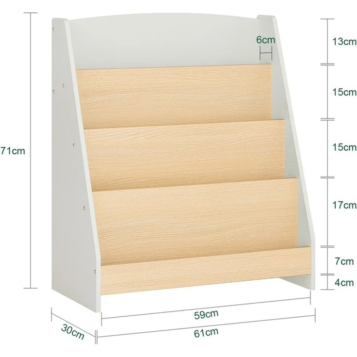 SoBuy KMB106-HG Kinderregal, MDF, Lackiert, Helle Eiche, 61 x 71 x 30 cm – Bild 3