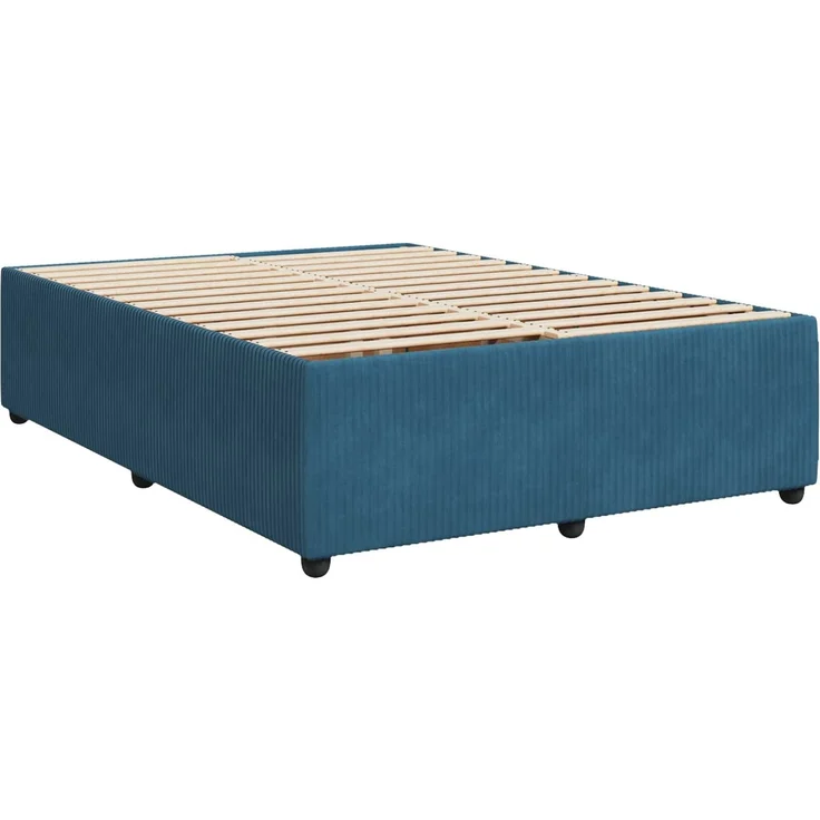 vidaXL Boxspringbett mit Matratze Dunkelblau 140 x 190 cm Samt 3451683 – Bild 5