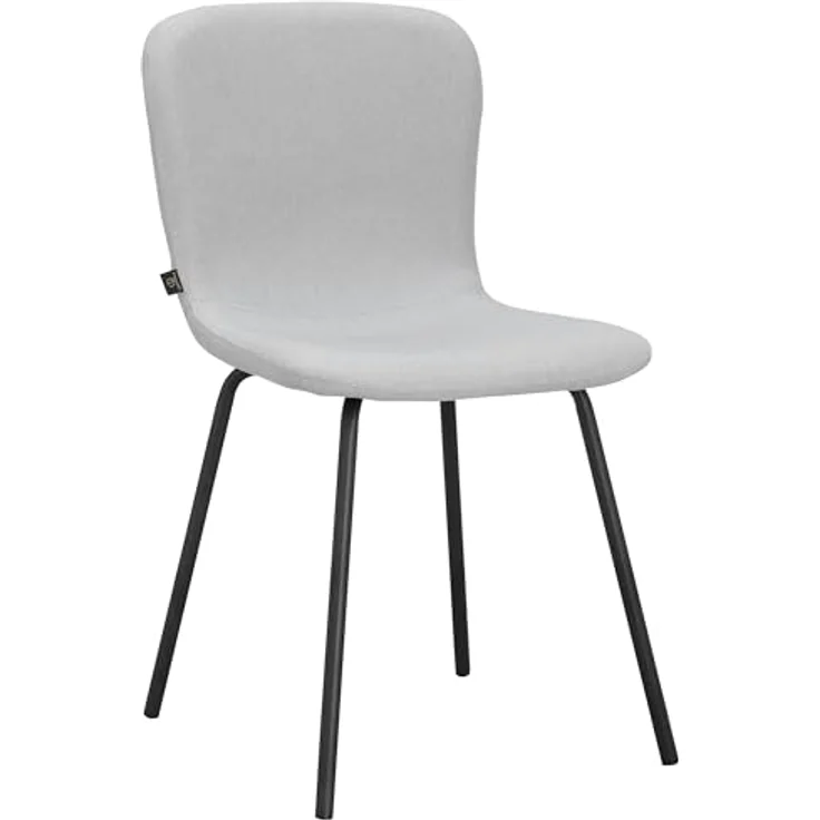 Ulmar Esszimmerstuhl 2er Set, Stoff Hellgrau, Polsterstuhl mit schwarzen Metallbeinen, moderner Essstuhl für Küche, Esszimmer und Wohnzimmer, 44 x 52 x 80 cm – Bild 4