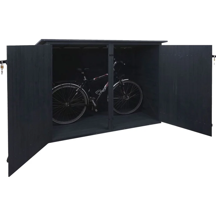 1er-Fahrradgarage HWC-H60, Fahrradbox Geräteschuppen Gerätehaus, FSC® abschließbar 152x184x98cm ~ anthrazit – Bild 1