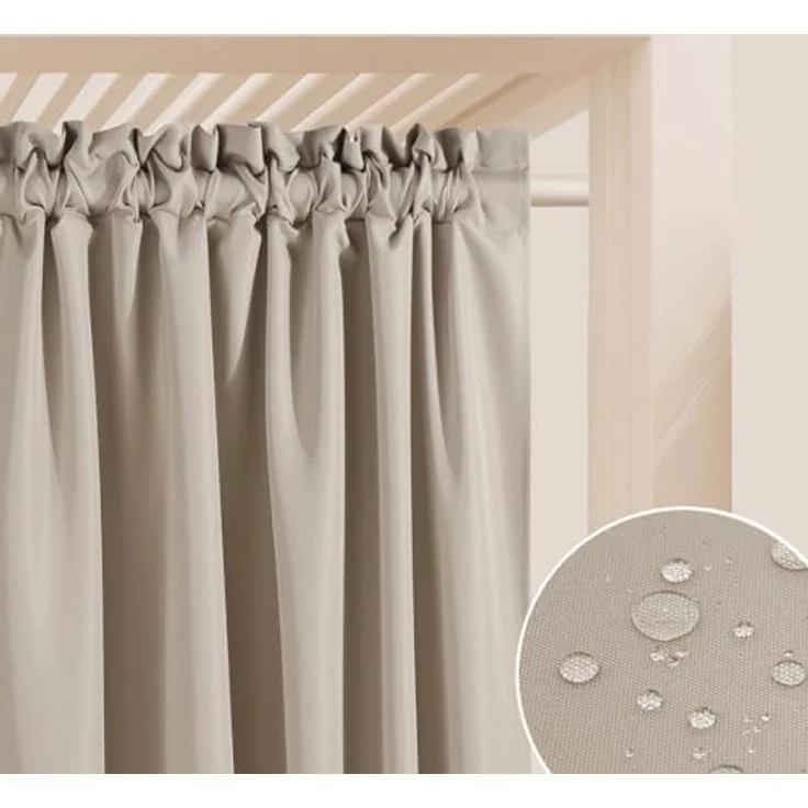 ROOM99 Outdoorvorhäng mit Kräuselband Garden Line 155x200 cm Breite x Höhe Outdoor Vorhang wetterfest Wasserdicht Sichtschutz Sonnenschutz Gardinen Garten Winddicht Beige, 1 Stück – Bild 2