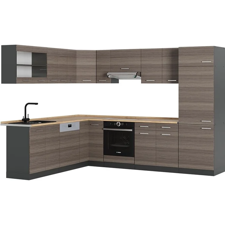 Eckküche R-Line Edelgrau/Anthrazit 287 x 60 cm , AP Eiche Vicco – Bild 1