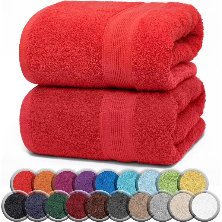 NatureMark Saunatuch Frottier Saunatücher 80x200 cm, 100% Baumwolle (2-St), Premium Qualität SAUNATUCH Sauna-Handtuch, 80x200 cm, Rot