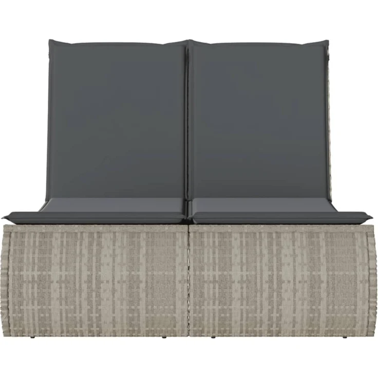 vidaXL Doppel-Sonnenliege mit Kissen Hellgrau Poly Rattan 368095 – Bild 4