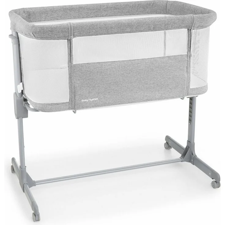 Moby-System Beistellbett Baby-Beistellbett LUNA 3in1 - Ideal für Neugeborene - grau – Bild 4