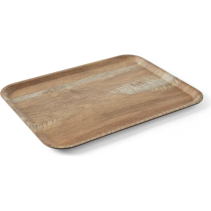 HENDI Tabletts, Serviertabletts, Melamintablett, mit Holzoptik Druck, Geschirrspülmaschinengeeignet, Sehr Resistent gegen Chemikalien, Flecken und Kratzer, Melamin, 330x430 mm, Eiche natur