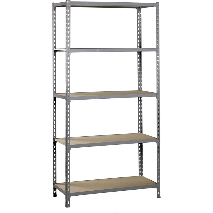 SimonRack Schwerlastregal, Lagerregal, 180 x 80 x 30 cm, Metallregal, Kellerregal, Biegestelle 150 kg, 5 Holzfachböden, Grau/Holz - Maderclick – Bild 1