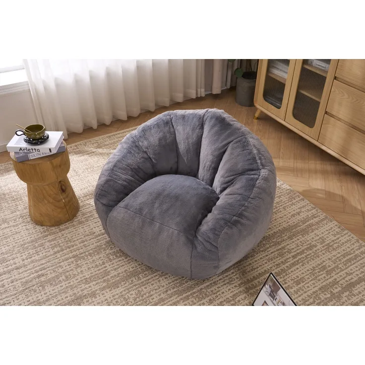 Sitzsack in Grau 98cm×98cm×60cm aus Polyester – gepolstert, formstabil und ohne Montage