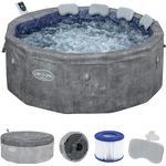 LAY-Z-SPA® Energiespar Whirlpool Carrara AirJet™ mit App-Steuerung, für 6 Personen, Ø 170 x 65 cm, Alabaster-Optik