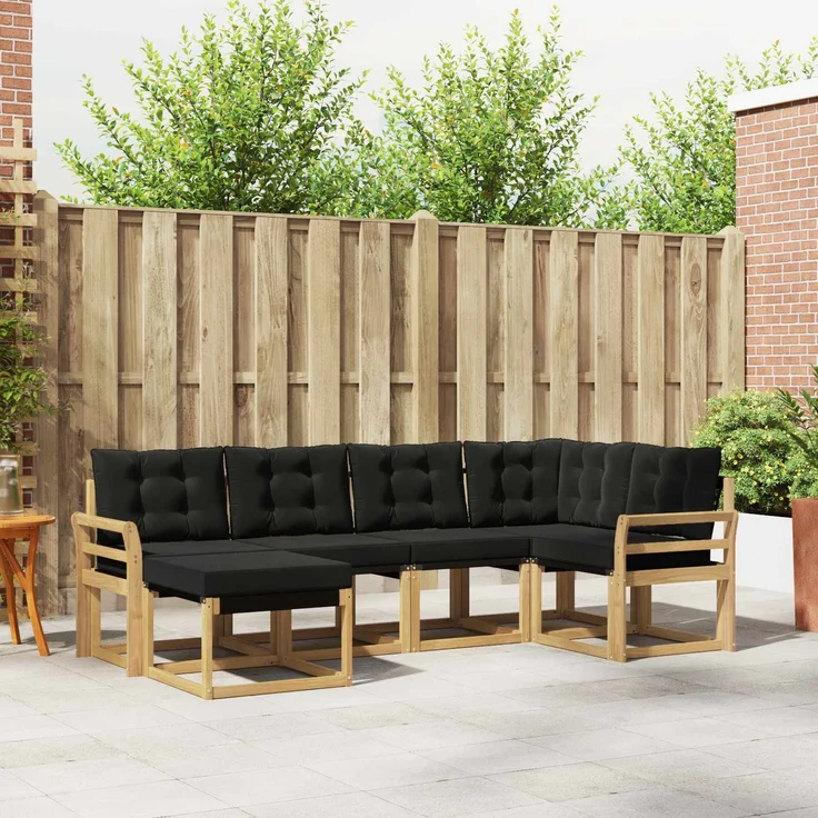 vidaXL Outdoor-Sofagarnitur 6 stk. 6-Sitzer Weiß und Schwarz 3389646 – Bild 1