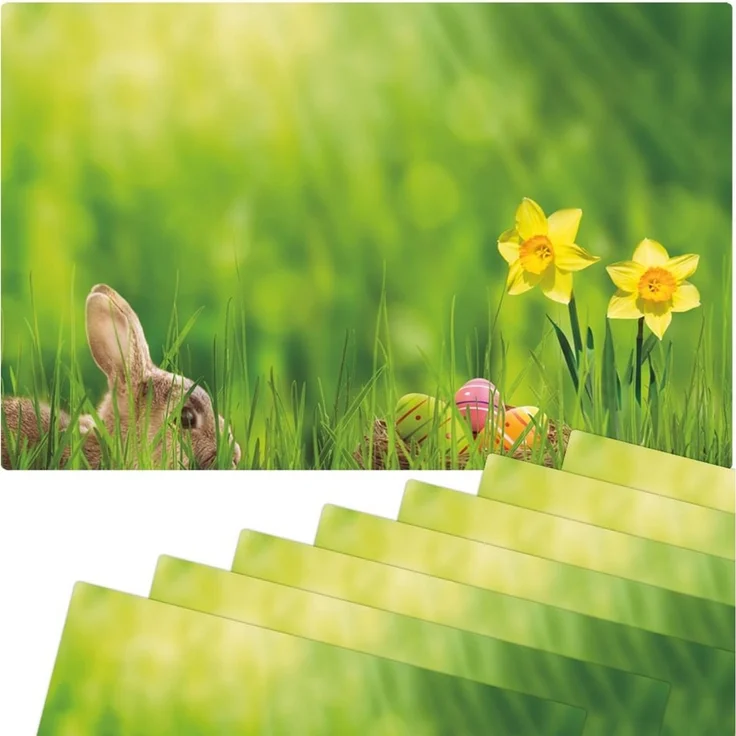 matches21 HOME & HOBBY Platzset Abwaschbare Tischsets 8er Set Ostern Blumen Osterglocken, (8-St), Platzsets als Tisch-Untersetzer und Tisch-Deko für Esstisch Teller – Bild 3