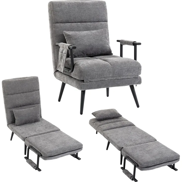 JARDJ Schlafsessel 3 in 1 Klappbar Sessel mit Schlaffunktion, 186 x 60 cm Schlafsessel mit 5-stufig Verstellbarer Rückenlehne