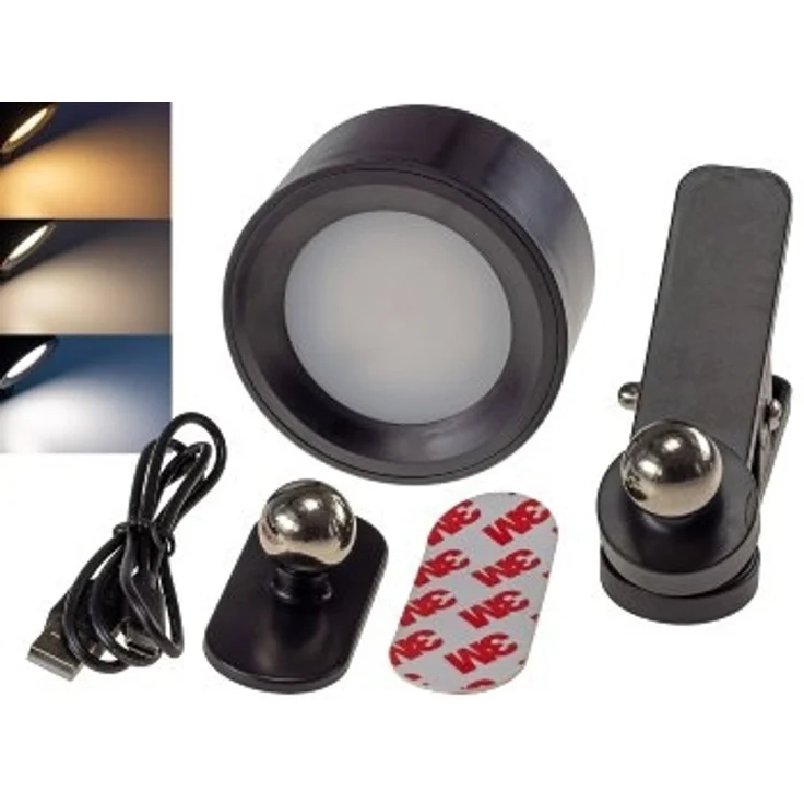 LED Akku Clip-Leuchte "CT-AKL3" Dimmbar, CCT 3000k-6000k, schwarz