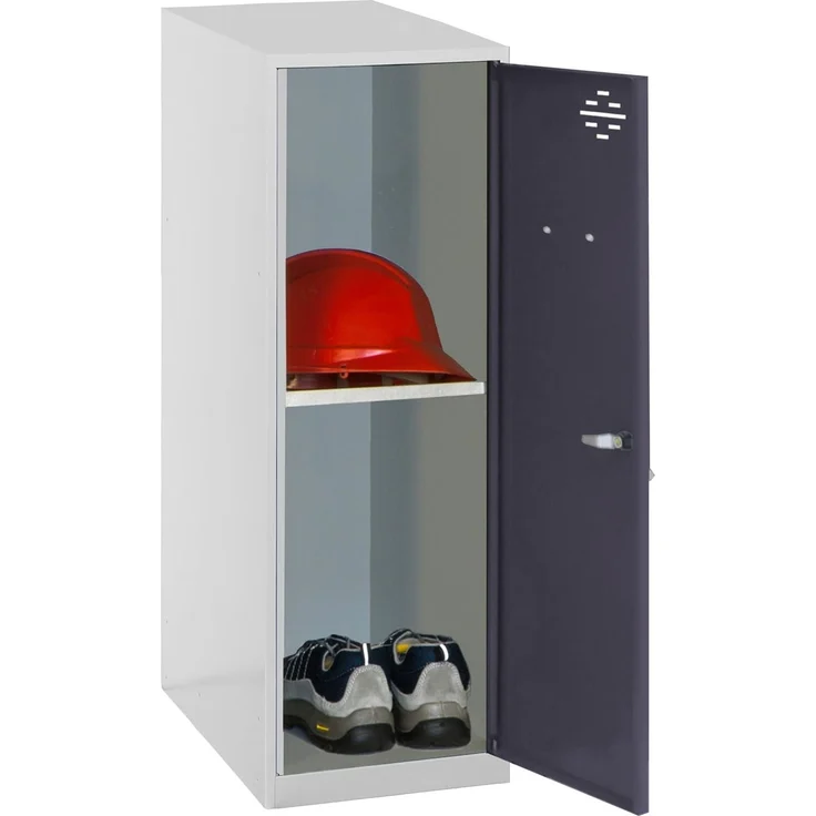 Simon Rack Simonlocker Kommode, klein, 915 x 300 x 500 mm, Amario aus Metall, inkl. Schlüssel, Grau/Anthrazit