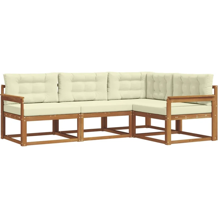 vidaXL Outdoor-Sofagarnitur 4 stk. 4-Sitzer Natur und Creme 3367498 – Bild 2