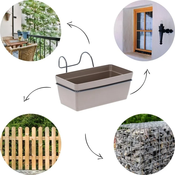 GarPet Blumenkasten 3 x Hängekasten Blumen Pflanz Kasten Set Wand Metall Haken Halterung – Bild 3