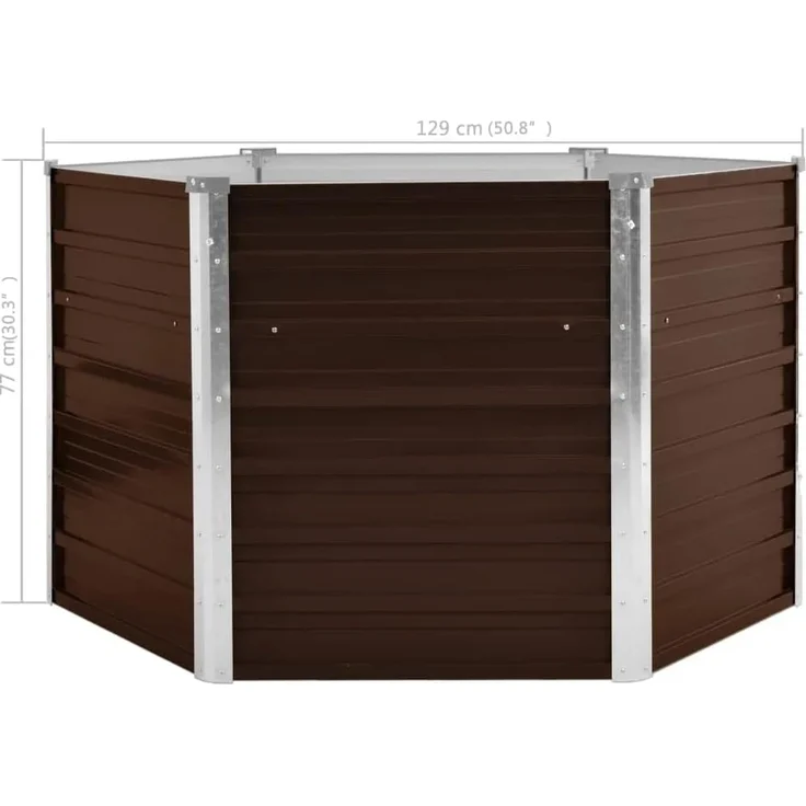 DELUKE® 6-eckiges Hochbeet für Garten NOA Braun 129x129x77cm Verzinkter Stahl Hochbeet Metall Gartenbeet Kräuterbeet Blumenbeet Beet hoch Frühbeet für Garten Gemüsebeet – Bild 2