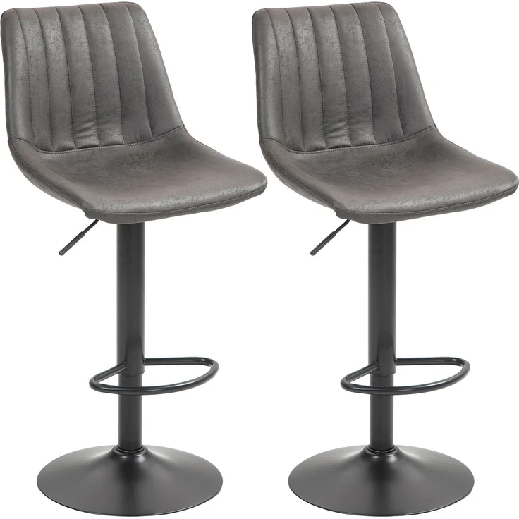 2er-Set Barhocker im Retrodesign, inkl. Fußstütze, höhenverstellbar, Gaslift, Dunkelgrau--Dunkelgrau--110x43x46.5cm--YOUDENOVA – Bild 1