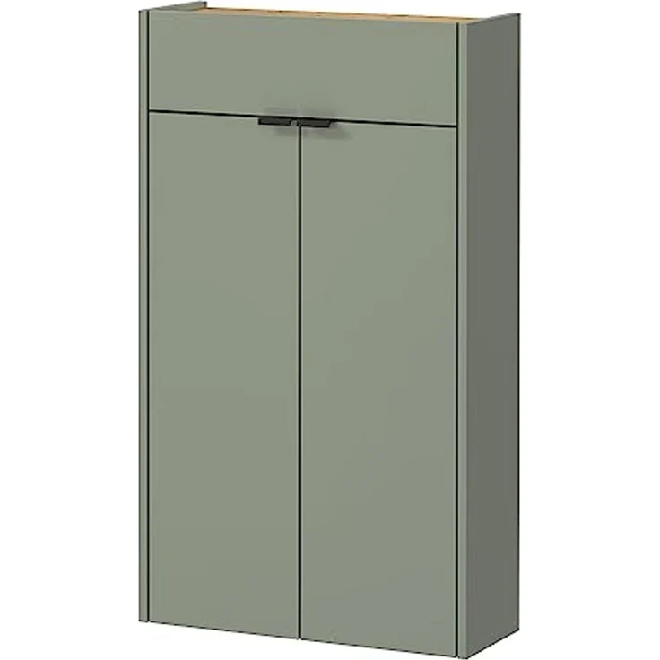 Lomadox Schuhschrank ABERDEEN-01 grün mit Eiche Nb, ideal für schmale Flure, 56/97/22 cm – Bild 3
