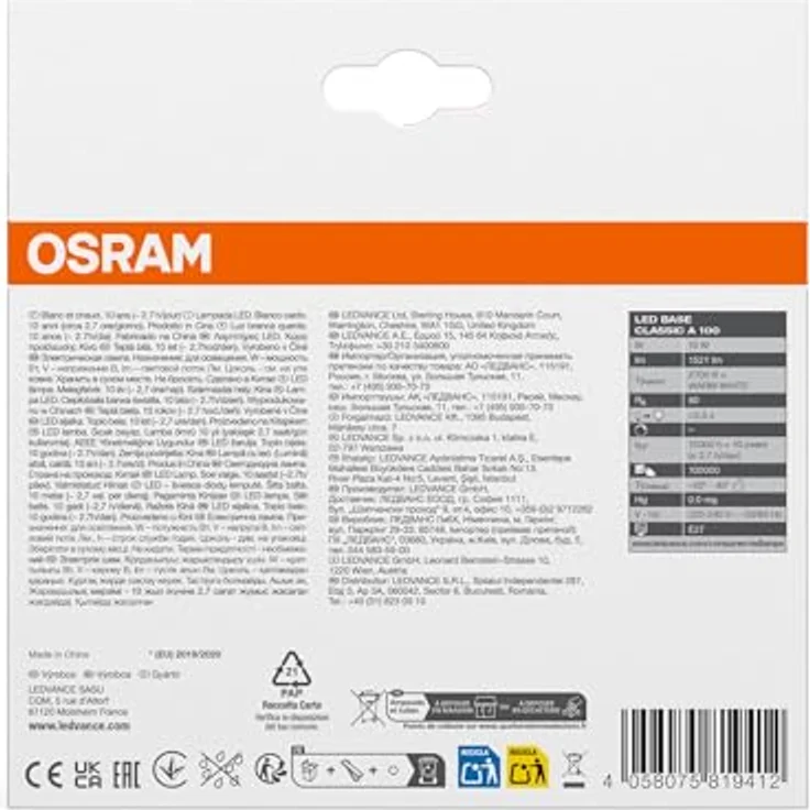 Osram Base Classic A100 LED Lampe E27, 1521 lm, Warmweiß (2700K), 14 W, EEK F – Bild 7