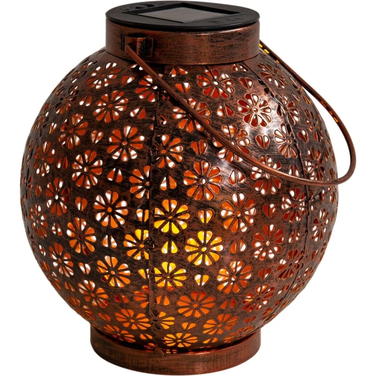 Näve Solar-Gartenleuchte LED mit Dämmerungssensor Blumenmuster 19 cm bronze – Bild 3
