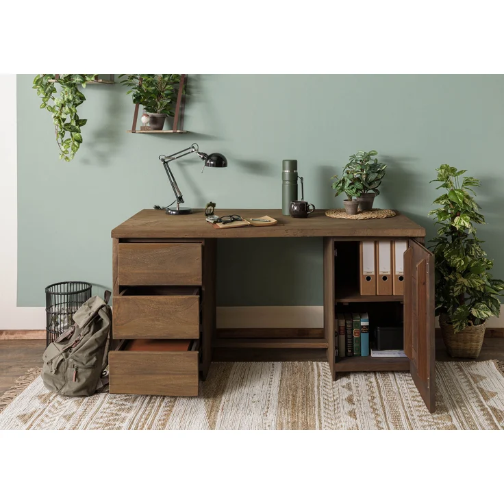 Schreibtisch Mango 150x75x78 braun geölt / sandgestrahlt PURE MANGO #110 – Bild 4