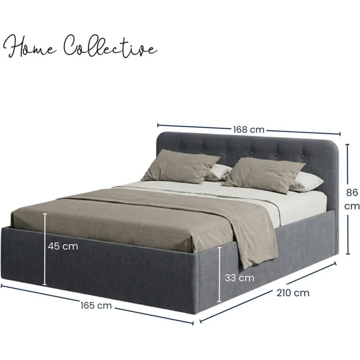 Home Collective Polsterbett Bett mit Stauraum, verstellbarem Lattenrost, viele Größen (Größen: 100x200 120x200 140x200 160x200 180x200 200x200, hochwertiger Strukturstoff, made in Germany), modernes Design mit hochwertigem Strukturstoff 160x200 cm, Ant... – Bild 2