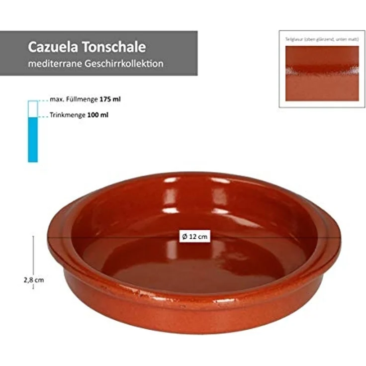 MamboCat Tapas-Schale 12er Set Cazuela Bernd S Ø 12cm Tonschalen mit Griffen, Ton – Bild 7
