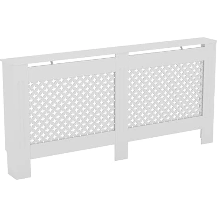 Vida Designs Oxford-Heizkörperabdeckung, moderner weißer MDF-Schrank mit Rillen, oberes Regal aus Holz, extra groß – Bild 8