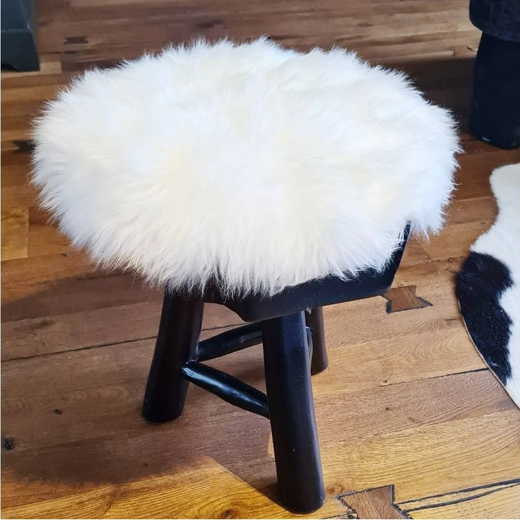 Macosa Home Fellteppich Dekofell rund 34 cm echtes Lammfell Stuhlkissen Sitzplaid Sitzfell, Sitzkissen Dekofell modern Echtfell – Bild 3