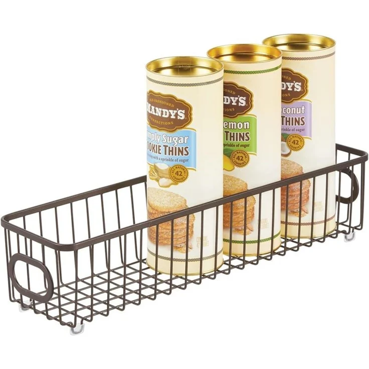 mDesign Küchenkorb Drahtkorb Aufbewahrung Organizer 4er-Set Metall Bronze Griffe – Bild 7