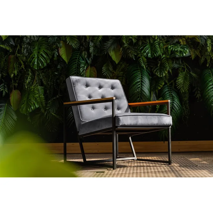KAWOLA Sessel ARLY Polstersessel Bezug Velvet grau 80 x 80 x 63 cm