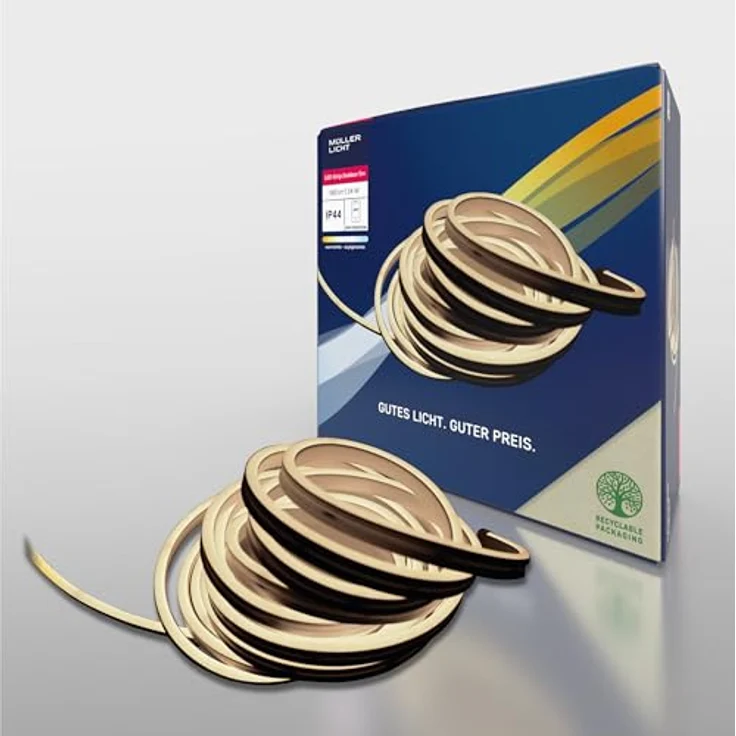 Müller-Licht Outdoor LED-Strip, 5m WLAN steuerbar mit Weißveränderlichkeit (2700 K - 6500 K), selbstklebend, spritzwassergeschützt IP44, TUYA App kompatibel – Bild 1