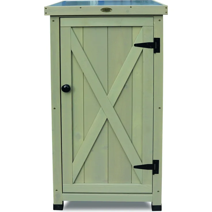 HABAU Gartenschrank "Kompakt" aus Holz, Grau, 45 x 45 x 91 cm