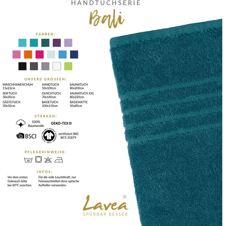 Lavea Seiftuch Bali, 30x30cm aus 100% Bio-Baumwolle, einzigartig weiche Seiftücher mit Aufhänger (Set, 6-St), hochwertige und nachhaltige Premium Waschlappen - schonende Reinigung – Bild 2