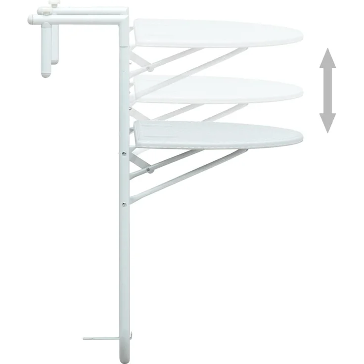 Balkonhängetisch, Balkontisch Weiß 60 x 64 x 83,5 cm Kunststoff Rattan-Optik – Bild 5