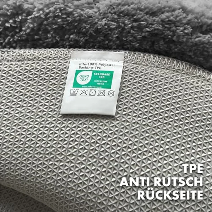 Floordirekt Badematte Sky, Dunkelgraue, Runde Mikrofaser-Badeteppich, 120 cm, rutschfest und waschmaschinenfest – Bild 4