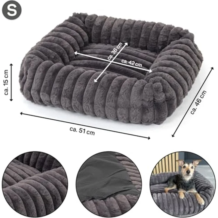 Wallace & Jones Tierbett Hundebett Mary, Hundekörbchen, weich, Breitcord Optik, ca. 51 x 46 x 15 cm – Bild 2