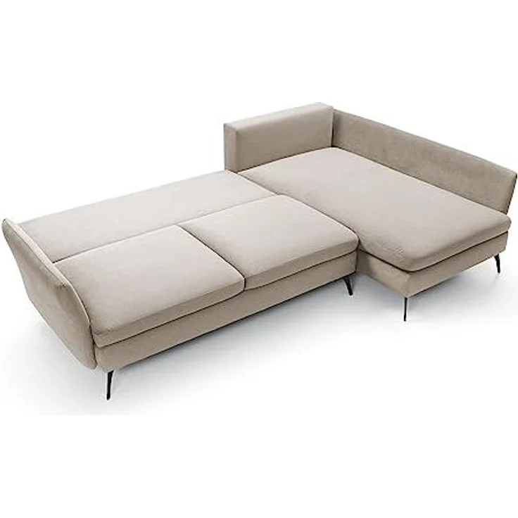 Ecksofa DEMISBAL mit Schlaffunktion, Bettkasten, Beige, linksseitig – Bild 5